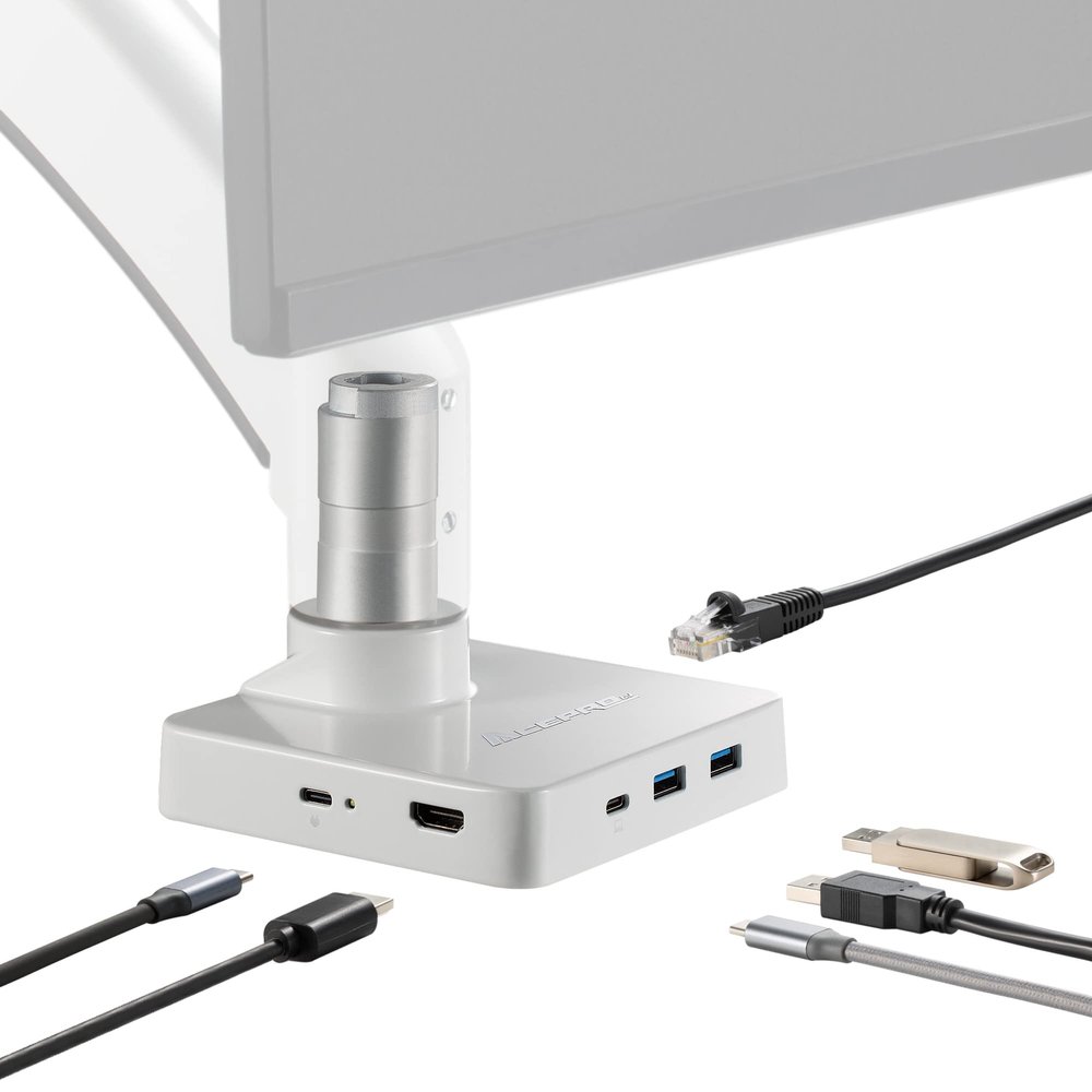 AceProAV 5 in 1 Multiport USB C Single Mount Dock for AVLT-DM42-1 and AVLT-DM40-1, USB-C Docking Station, HDMI 4K60Hz, USB-A 5Gbps, Ethernet, 100W PD - White