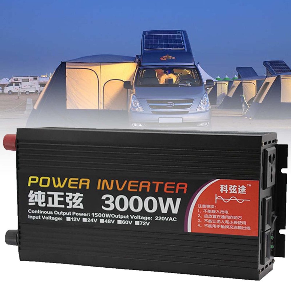3000W 4000W 5000W 6000W Pure Sine Wave Power Inverter DC 12V 24V to 110V 220V AC Car Converter,for CPAP RV Car Solar System Emergency,3000W-24vto110V