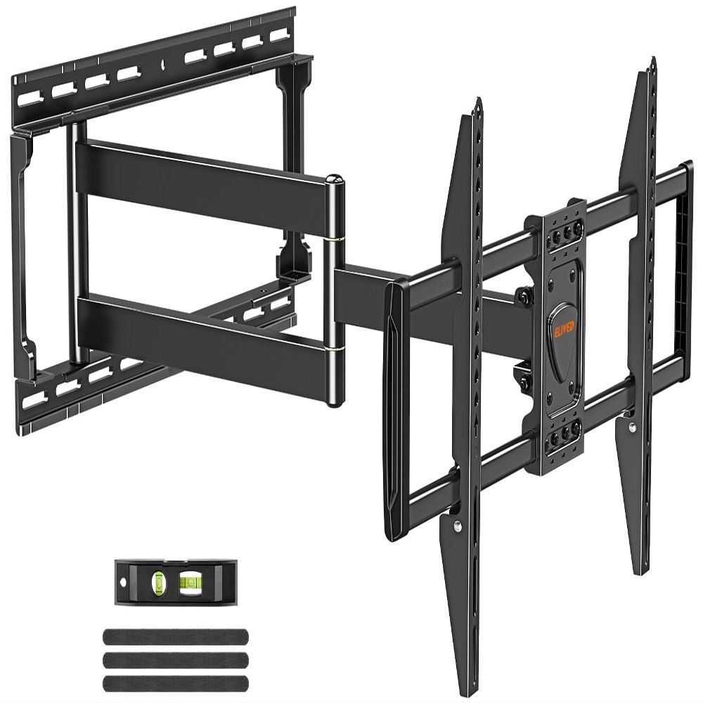 ELIVED Long Extension TV Mount for Most 37-75 Inch tv, Full Motion Wall Bracket with 29.5 inch Long Arm Articulating TV Wall Mount, Max VESA 600x400mm, Holds up to 88lbs, fits Wood Studs 12"-24".