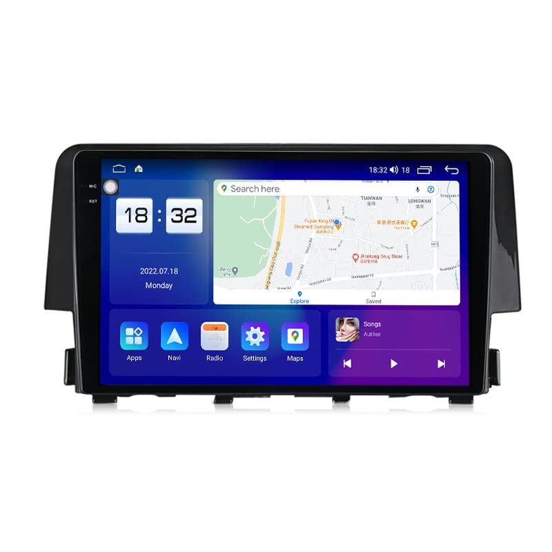 Android 12 Car Radio Stereo for Honda Civic 2016-2021, Biorunn 9.5 inch GPS Navi Octa Core Wireless Wired Car-Play Android Auto, 2K QLED Touch Screen FM AM RDS DSP DTS WiFi 4GB RAM 64GB ROM