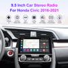 Android 12 Car Radio Stereo for Honda Civic 2016-2021, Biorunn 9.5 inch GPS Navi Octa Core Wireless Wired Car-Play Android Auto, 2K QLED Touch Screen FM AM RDS DSP DTS WiFi 4GB RAM 64GB ROM view 2