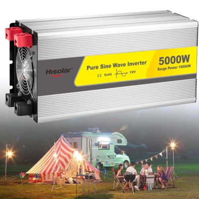 4000W,5000W,6000W Pure Sine Wave Power Inverter 12V/24V DC to 110V/120V AC Converter - Outdoor Emergency Power Supply with USB Charging Ports and 2 AC Outlets Car Charger,5000W-24Vto220V