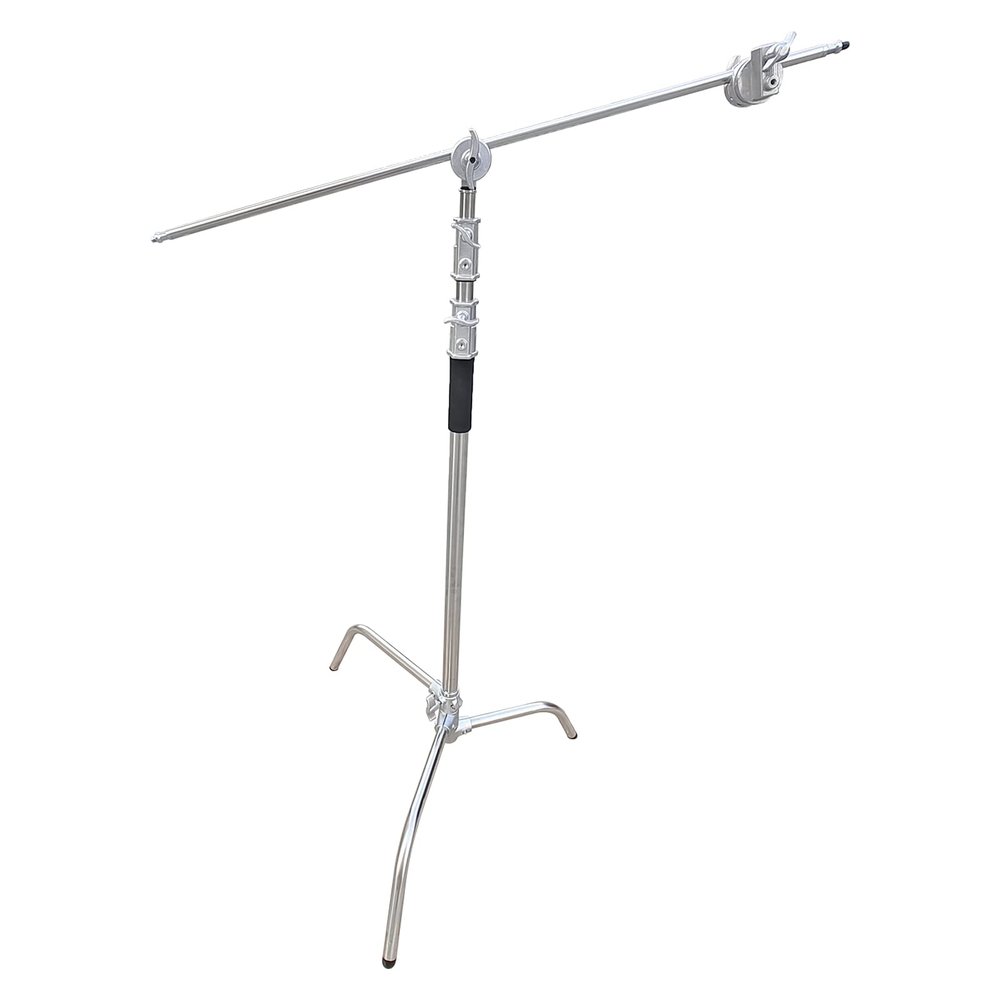 Dawot Photography C Stand with Boom Arm, 129.92inch Adjustable Heavy Duty Light C-Stand with 50inch Holding Arm, 2 Pieces Grip Head for Video Reflector, Moonlight, Softbox, 44 lbs Load Capacity
