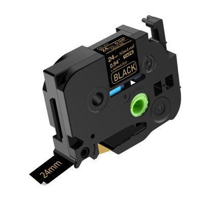 NineLeaf Compatible for Brother P-Touch TZe-354 TZ-354 TZe354 TZ354 Gold on Black Label Tape 24mm 0.94 inch 1'' Laminated TZe TZ Tape for Ptouch PT-1400 1500 1500PC 1600 1960 Label Maker