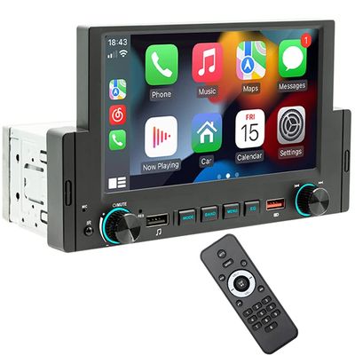 6.2 inch Car Radio Bluetooth Single Din Compatible with CarPlay & Android Auto Multimedia Player Support Handsfree/3USB Port/FM/Radio/Mirror Link