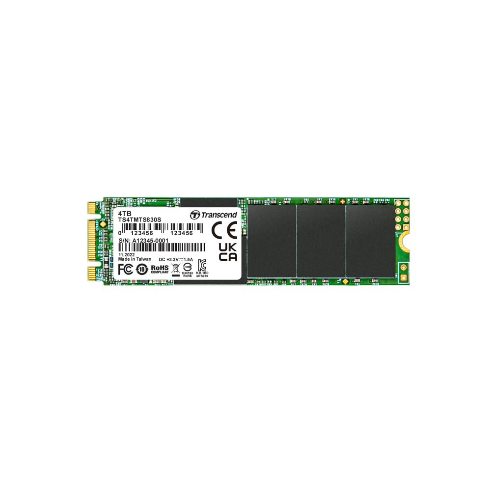 Transcend MTS830 4TB M.2 2280 SATA III SSD with Dram Cache, Up to 560MB/s, Compatible w/Ultrabook/Laptop/PC/Desktop, 3D TLC NAND Flash Internal Solid State Drive, LDPC Error Correction ECC, B+M Key