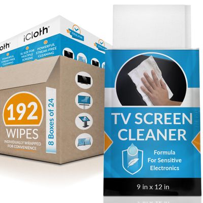 iCloth XL Screen Cleaning Wipes, Lint-Free and Streak-Free, Fast-Drying, Removes Dust, Fingerprints, and Smudges (192 XL Wipes)