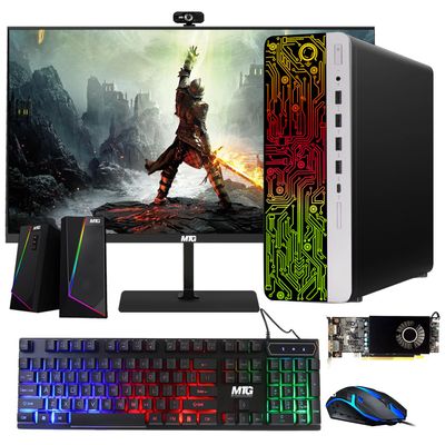 HP G3 Gaming Desktop PC, Intel Core i7 6th Gen, AMD RX 550 Graphics, 32GB RAM, 240GB SSD + 3TB HDD, MTG 27 Inch Monitor, RGB Keyboard Mouse, Speaker, Webcam, WiFi, Windows 11 (Renewed)