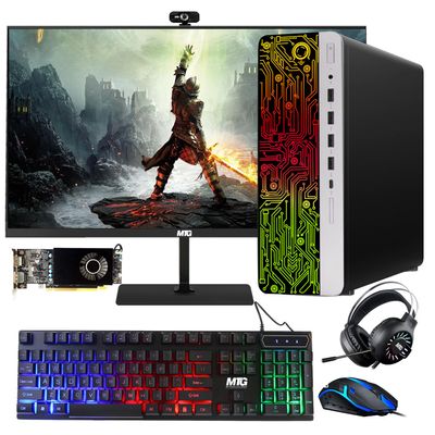HP G3 Gaming Desktop, Intel Core i7, AMD RX 550 Graphics, 32GB RAM, 1TB SSD + 2TB HDD, 27-inch Monitor, RGB Keyboard Mouse, Headphone, Webcam, Windows 11 Pro (Renewed)