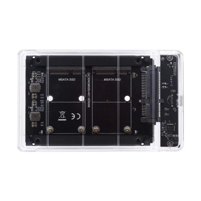 Xiwai Dual MSATA Mini-SATA SSD Card JBOD Raid0 Span Bridge to USB3.0 Type-C USB-C 2.5inch SATA Combo Enclosure