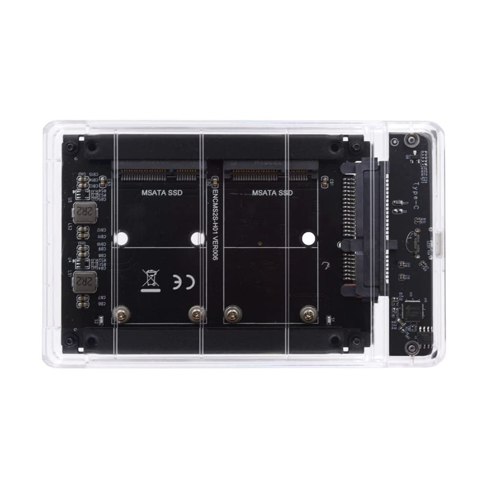 Xiwai Dual MSATA Mini-SATA SSD Card JBOD Raid0 Span Bridge to USB3.0 Type-C USB-C 2.5inch SATA Combo Enclosure