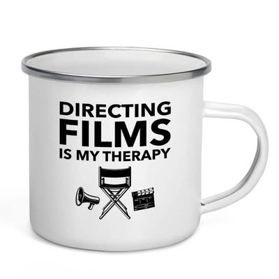 Filmmaker Camper Mug 12oz - Directing films is my therapy - Filmmaker Gifts Camera Lens Cut Prop Director Movie Film Scriptwriter