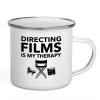 Filmmaker Camper Mug 12oz - Directing films is my therapy - Filmmaker Gifts Camera Lens Cut Prop Director Movie Film Scriptwriter view 1