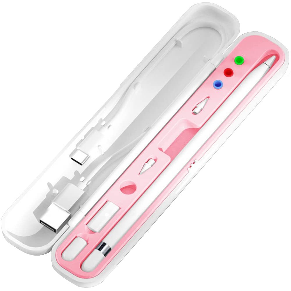 YINVA Pencil Case for Apple Pencil 1st/2nd Generation, Holder and Storage Box for iPad Pencil Accessories, Tips (Pink)