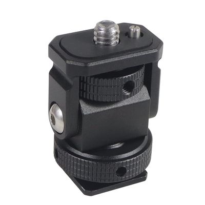 FEICHAO Rotation Monitor Holder 1/4 to 1/4/Cold Shoe Mount Adapter Compatible with Hero 13, OSMO 360, DSLR Camera Flash Light Stabilizer Accessories (B with Pin+Black)