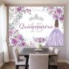 Sensfun Quinceanera 15th Birthday Backdrop for Princess Girl Mis Quince Anos Sweet 15 Birthday Decorations Banner Purple Silver Flowers Butterfly Party Photography Background Photoshoot Props 10x7ft view 3