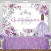 Sensfun Quinceanera 15th Birthday Backdrop for Princess Girl Mis Quince Anos Sweet 15 Birthday Decorations Banner Purple Silver Flowers Butterfly Party Photography Background Photoshoot Props 10x7ft view 4