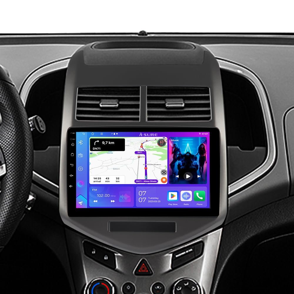 ASURE 9" Android 15 Car Stereo Radio for Chevrolet Chevy Sonic 2012-2016, 4G+64G GPS Navigation Unit with Wireless Carplay,Android Auto,SWC,DSP,1280x800 HD Touchscreen Multimedia Video Player