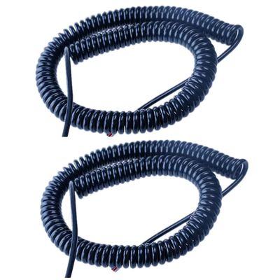 2 PCS Industrial Spring Spiral Coiled Cable CNC Handheld Encoder Manual Pulse Generator MPG 6 cores 0.2, 7.5m Stretch Length