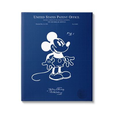 Cartoon Mouse Blueprint Vintage, 16 x 20 Inch Canvas Wall Art