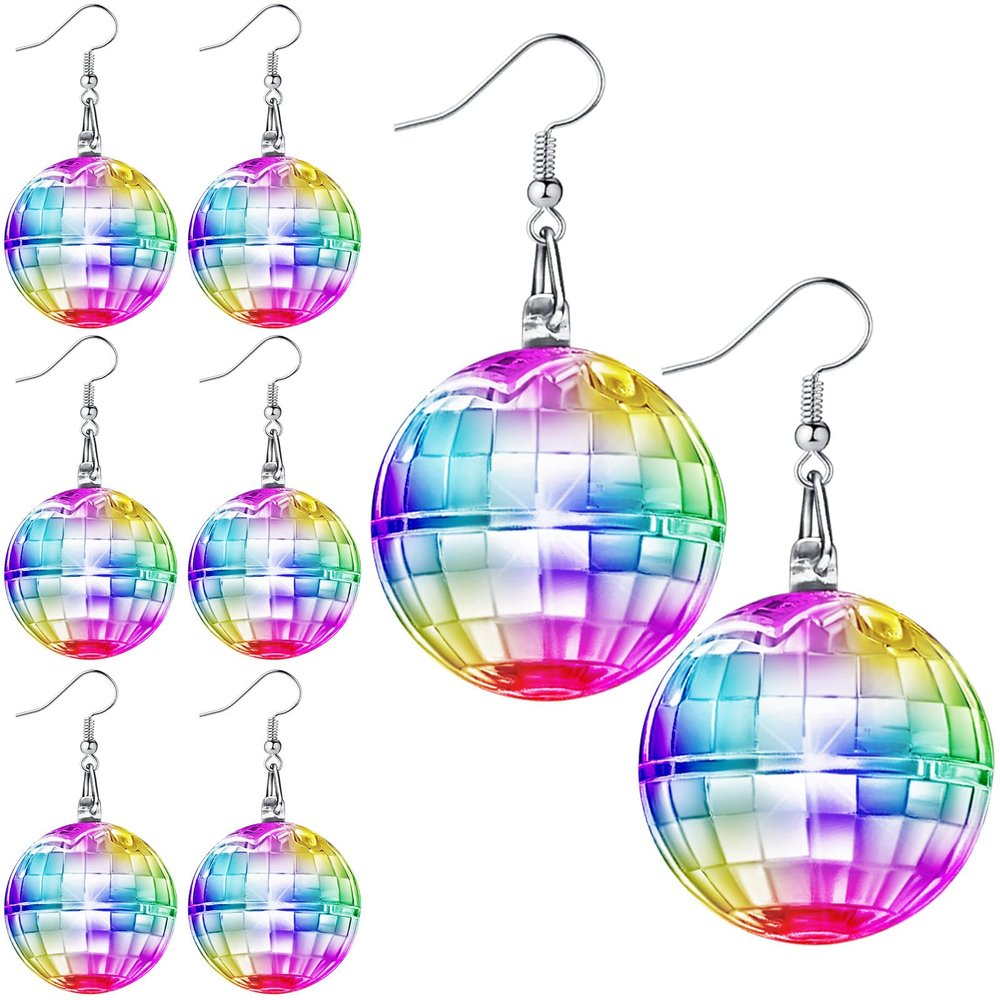 Henoyso 4 Pairs Light up Disco Ball Earrings for Women 70s 80s Jewelry LED Light Glow Earrings for Women Girls Disco Jewelry Gifts Bachelorette Dance Costume Accessories