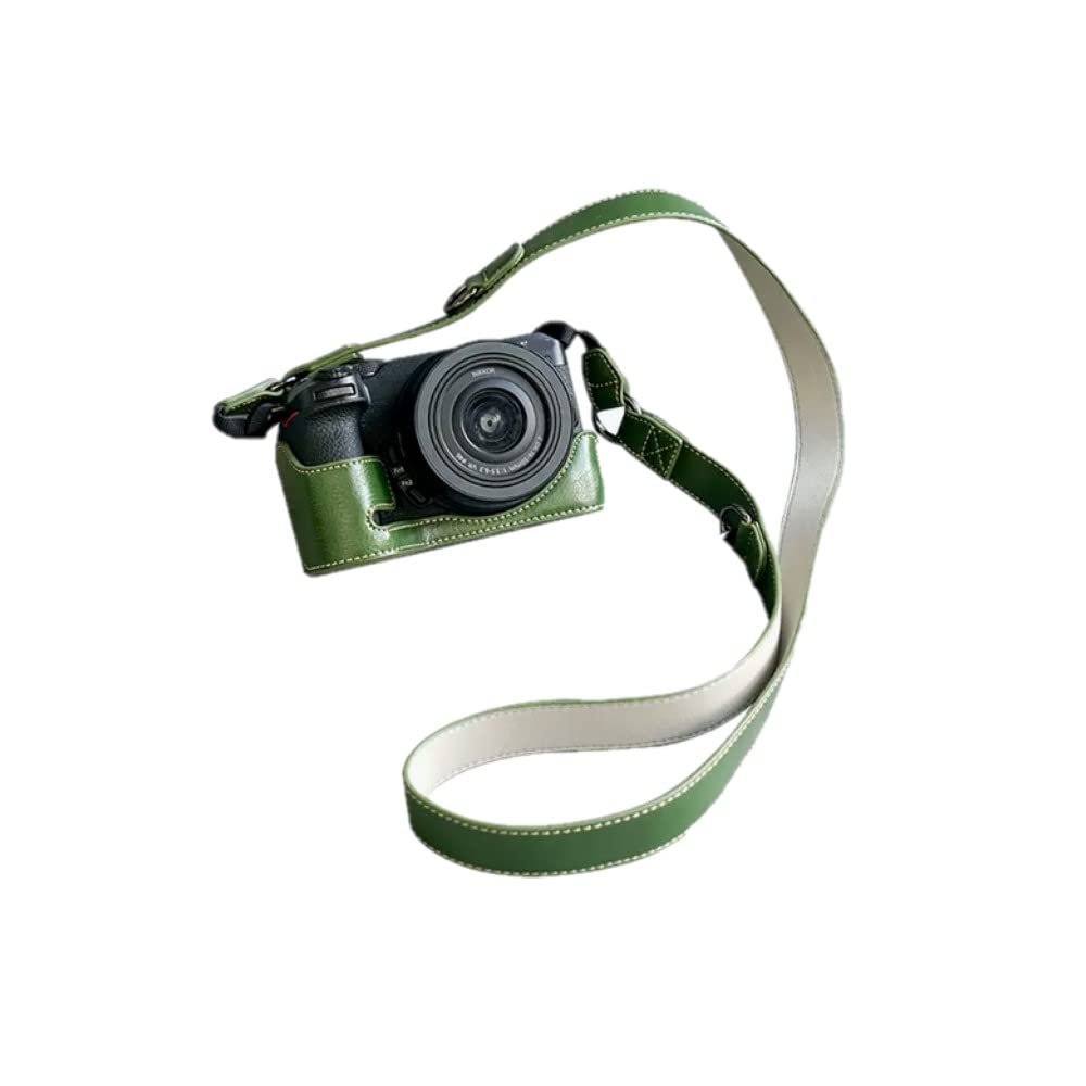 AFGRAPHIC Camera Case Green PU Leather Protective Half Body Cover Base Case with Bottom Opening Version for Nikon Z30 Camera, Green, Camera Base Case