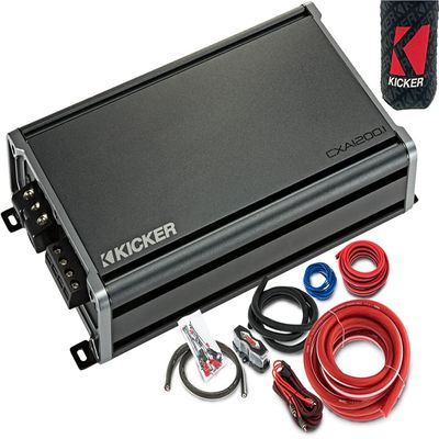 KICKER Amplifier and Amp Kit Package of 2 Items - CX Series 1200W RMS Class D Monoblock Amplifier and Complete 4AWG Wiring Kit