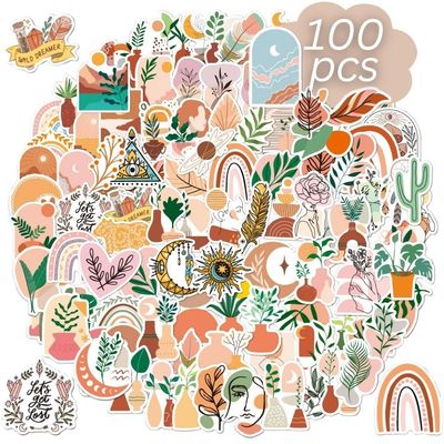 100pcs Bohemia Stickers, Aesthetic Boho Water Bottle Stickers, Cute Aesthetic Stickers, Chromebook Stickers, Assorted Sticker Pack(Stickers for Kids, Teens, Adults)