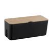 HONMEET Easy to Use Cord Organizer Box Bamboo Wood Cover Electrical Cord Management Case Home Office view 1