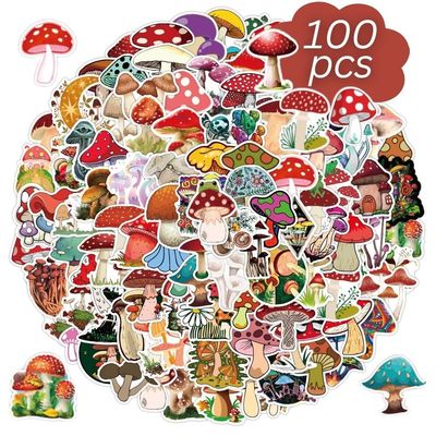 100pcs Cute Mushroom Stickers for Water Bottles, Cute Stickers, Mushroom Sticker Pack, Laptop Stickers, Chromebook, Tablet Stickers, Mushroom Gift, Stickers for Teens(Stickers for Adults)