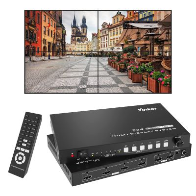 Yinker 4K HDMI Video Wall Controller - 2x2, 4K@30Hz Processor for 2 HDMI Inputs & 4 Outputs, Supports 1x1 to 4x1 & 180 Rotation