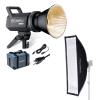 FEELWORLD FL125B 125W Video Light and FSR120 30x120 cm Rectangular Softbox view 1