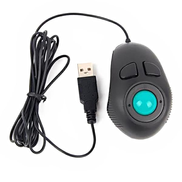 Mobestech Portable Mini 4D Trackball Mouse USB Wired Handheld Ergonomic Mouse with Thumb-Controlled Scroll for Laptop Desktop Office Use