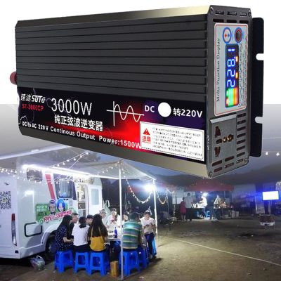 Pure Sine Wave Power Inverter 3000W / 4000W / 5000W /6000W/8000W Power Converter 12V 24V 48V 60V DC to 110V 120V AC with LED Display for RV Trucks Boats and Emergency,3000W-24to220v