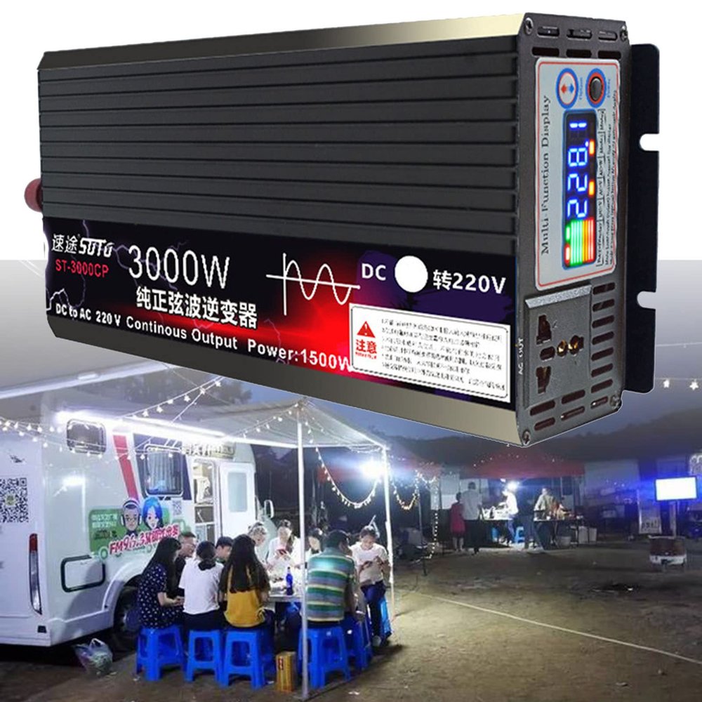 Pure Sine Wave Power Inverter 3000W / 4000W / 5000W /6000W/8000W Power Converter 12V 24V 48V 60V DC to 110V 120V AC with LED Display for RV Trucks Boats and Emergency,3000W-24to220v