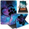 Case for 6.8'' Kindle Paperwhite (11th Generation,2021)+Paperwhite Signature Edition,360 Degree Rotating Swivel Stand Cover for Paperwhite E-Reader 6.8 Inch-Dog Pawprint Rainbow view 1