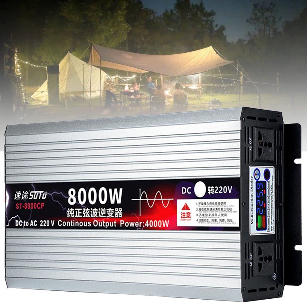 3000W / 4000W / 5000W /6000W/8000W Pure Sine Wave Power Inverter 12V/24V/48V/60V DC to 110V /230V AC with LCD Display,Power Converter for RV, Camping, Boat,Outdoor,8000W-48vto110v