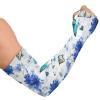 Dussdil Blue Cornflowers Butterflies Gardening Arm Sleeves Spring Floral Farm UV Sun Protection Cooling Arm Sleeves for Garden Farm Women Men with Thumb Hole view 1