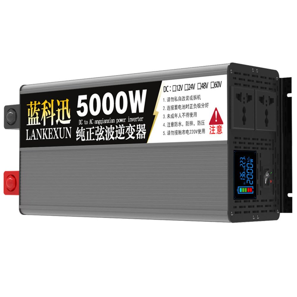 5000W 6000W 7000W Pure Sine Wave Inverter 12V/24V/48V/60V dc to ac 110v 220v Converter with LCD Display & 2AC Outlets,Solar Converter RV Trucks,5000W-24to220v