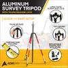 AdirPro Prism Pole Tripod Aluminum Range Pole Tripod Use for Survey Pole, Rover Rod, GPS Pole, Leveling Staff GNSS RTK Rod Stand - Survey Equipment for Total Station Surveying (Red/White) view 2