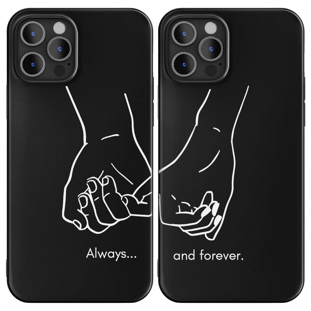 Cavka Black Matching Phone Case Compatible with - iPhone 11 Pro - 5.8 inch for Couples Cover Hands Cute Engagement Anniversary His Hers Boyfriend Girlfriend BF GF Valentines Soulmate Always Forever