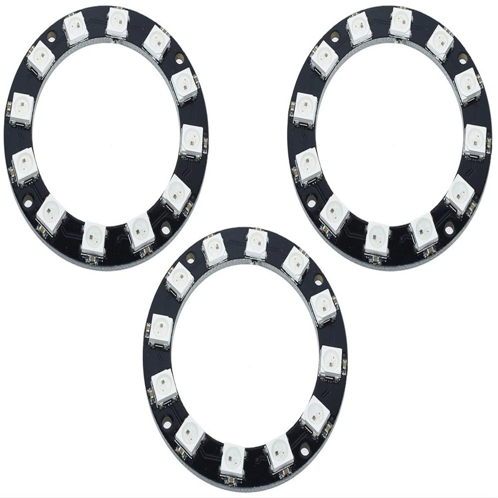 12 x WS2812B RGB LED Ring, fully addressable, 50mm