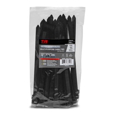 TR Industrial 8.9" Multi-Purpose Cable Tie, 100-Piece, 250lbs Load Capacity, Black