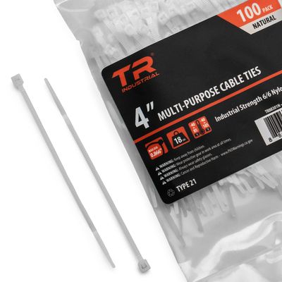 TR Industrial Multi-Purpose Cable Ties (500 Piece), 4", Natural