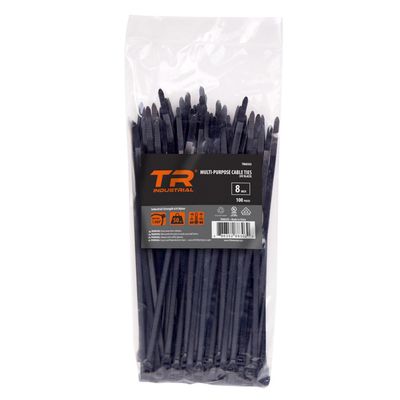 TR Industrial Multi-Purpose UV Cable Ties (300 Piece), 8", Black
