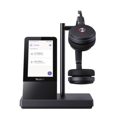 Yealink WH66 Stereo Wireless DECT Headset Teams Certified,Long Wireless Range 160m/525ft,Talk Time 14H,Speaker,Work with PC/Laptop/Desk Phone,Cell Phone (USB-A,Bluetooth),Noise Canceling Microphone