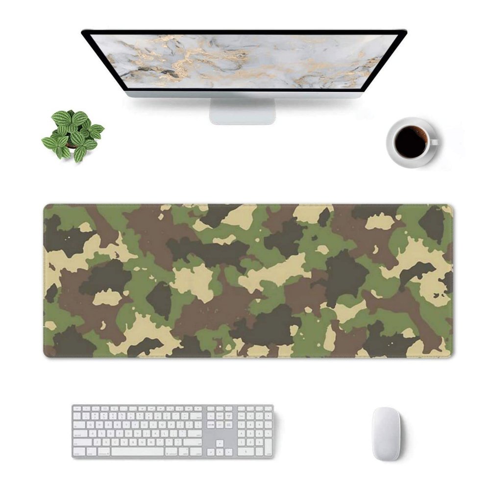 Camo Browns Greens Gaming Mouse Pad Large Mouse Pad (31.5x12 Inch) Non-Slip Rubber Base Large Desk Mat Desk Protector for Home Office Gaming Work
