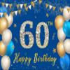 10x8ft Happy 60th Birthday Party Photography Backdrop Gold Blue Balloon Fireworks Sign Birthday Photo Backdrop Backgroud for Birthday Party Decoration Supplies Banner Photoshoot Photography Background view 4