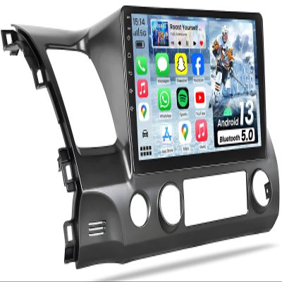 8Core 4+64GB Android 13 Car Radio for Honda Civic 2006-2011: 10.1" HD Touchscreen Stereo with Wireless CarPlay Android Auto GPS 5G WiFi Bluetooth FM AM RDS SWC 1080P Camera
