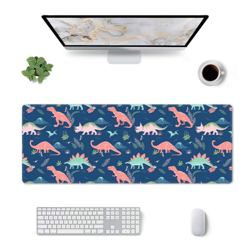 Jurassic Dinosaur Gaming Mouse Pad Large Mouse Pad (31.5x12 Inch) Non-Slip Rubber Base Large Desk Mat Desk Protector for Home Office Gaming Work